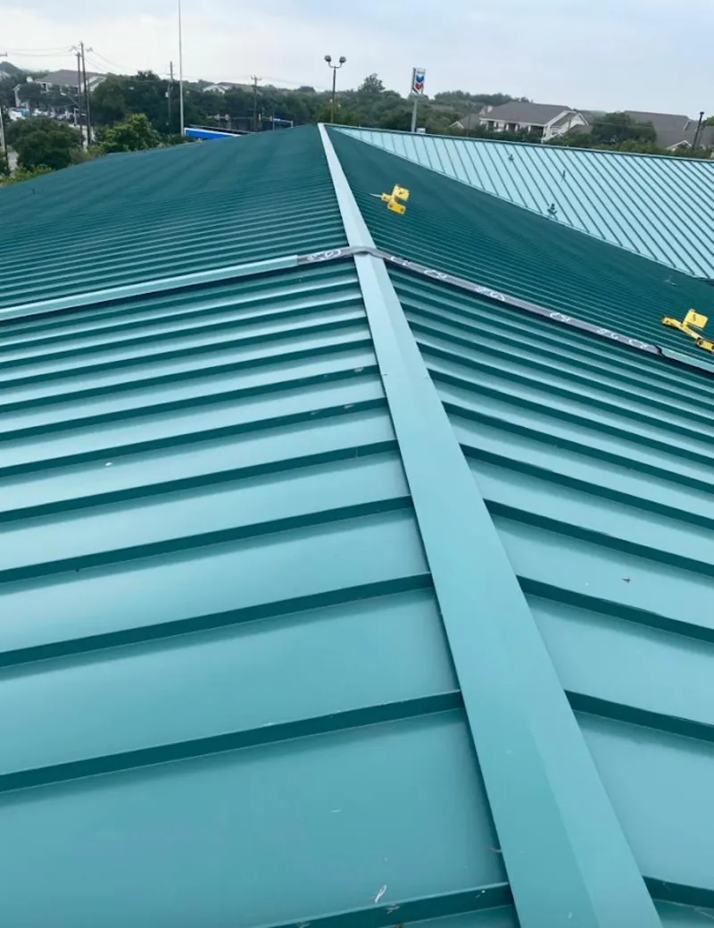 Green commercial metal roof ridge and valley for Metal Roof Repair in McCordsville